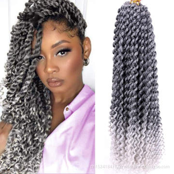 Japanese Kaneka fiber silver grey curly synthetic extended passion twist hair for braiding, afro curly crochet braids